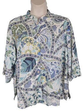 SOLD>>>>>Citron Santa Monica Blue Asian Print Top